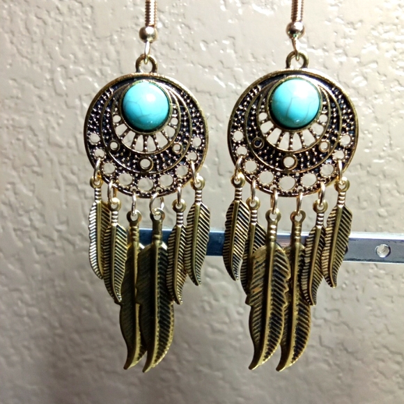 Feather Dream Catcher Hook Earrings - Picture 2 of 7